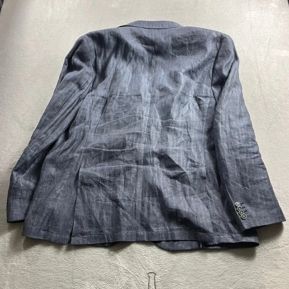 Tailorbyrd‎ Collection Mens 50L Grey Herringbone 100% Linen Blazer Sport Coat